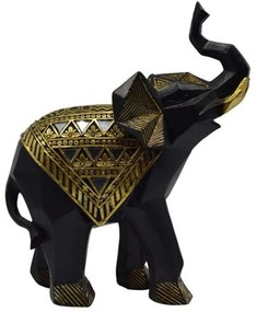Διακοσμητικός Ελέφαντας 815128 18x7,5x21cm Black-Gold Ankor Πολυέστερ