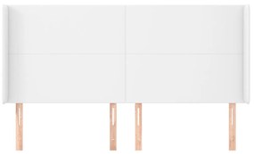 Κεφαλάρι με Πτερύγια Λευκό 183x16x118/128 εκ. Συνθετικό Δέρμα - Λευκό