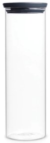 Γυάλινο βάζο Brabantia Stackable 646873, 1,9 l, Σφιχτό κλείσιμο, Πλένεται στο πλυντήριο πιάτων, Σκούρο γκρι