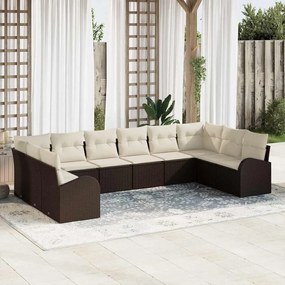 vidaXL Σετ Καναπέ Κήπου 10 pcs Καφέ Πολυ ράταν