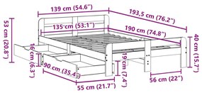 Σκελετός Κρεβ. Χωρίς Στρώμα Καφέ Κεριού 135x190 εκ Μασίφ Πεύκο - Καφέ