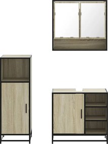 vidaXL Σετ Επίπλων Μπάνιου 3 Τεμαχίων Sonoma Δρυς Επεξεργασμένο Ξύλο