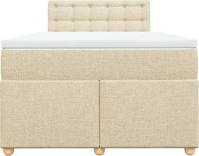 vidaXL Κρεβάτι Boxspring με Στρώμα Κρεμ 120x200 εκ. Υφασμάτινο