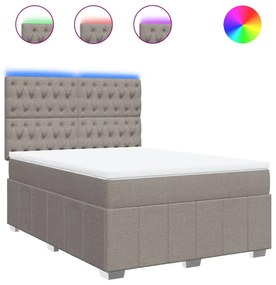 vidaXL Κρεβάτι Boxspring με Στρώμα Taupe 140x190 εκ. Υφασμάτινο