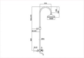 Bugnatese Princeton Bronze CD801 - Στήλη ντουζ 3 εξόδων