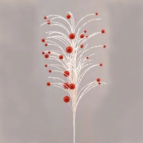 Vetur Κλαδί Με Glitter L104cm Και Μπαλίτσες Λευκό-Κόκκινο 13673
