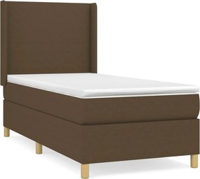 vidaXL Κρεβάτι Boxspring με Στρώμα Σκούρο Καφέ 80x200 εκ. Υφασμάτινο