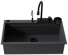 Sanitec Ultra Granite 850 Quartz Multi Ένθετος Γρανιτένιος Νεροχύτης 79Χ50cm Nero (Black accessories)