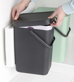 Brabantia Sort&Go ξεχωριστός κάδος 1005513, 2x12 l, Τοποθέτηση σε πόρτα ντουλαπιού κουζίνας, Γκρι/πράσινο