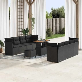 vidaXL Σετ Καναπέ Κήπου 11 pcs Μαύρο συνθετικό ρατάν