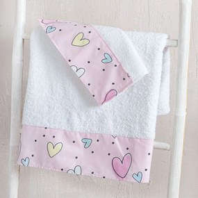 Πετσέτες Βρεφικές Pop Hearts (Σετ 2τμχ) Pink Ρυθμός Towels Set 70x140cm 100% Βαμβάκι
