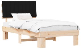 vidaXL Σκελετός Κρεβατιού με Επενδεδυμένο Κεφαλάρι Μαύρο 100 x 200 cm