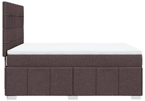 vidaXL Κρεβάτι Boxspring με Στρώμα Σκούρο Καφέ 140x200 εκ Υφασμάτινο