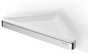 Geesa Frame 8803-300 Chrome-White Matt Γωνιακή Εταζέρα με Σχισμή Αποστράγγισης 23x17x2,5 cm