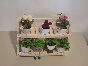Stewehome μίνι σταντ για γλάστρες από ξύλο Μπεζ 50x20x35 cm