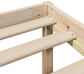 Κρεβάτι Βιβλιοθήκη Χωρίς Στρώμα 120x200 εκ Μασίφ Ξύλο Πεύκο - Καφέ