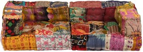 vidaXL Κάθισμα - Πουφ Διθέσιο Αρθρωτό Patchwork Υφασμάτινο