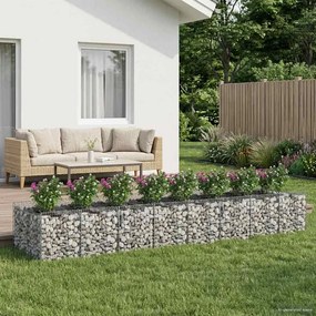 vidaXL Ανασηκωμένο κρεβάτι gabion 3 pcs Ασημί