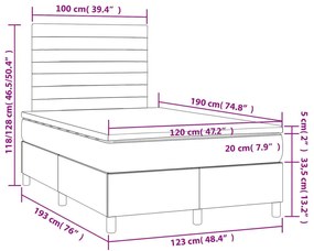 Κρεβάτι Boxspring με Στρώμα Σκούρο Καφέ 120x190 εκ Υφασμάτινο - Καφέ