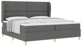 vidaXL Κρεβάτι Box Spring με Στρώμα  Σκούρο Γκρι 200x200 εκ. Υφάσματος