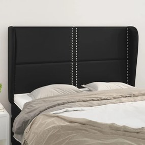Κεφαλάρι με Πτερύγια Μαύρο 147x23x118/128 εκ. Συνθ. Δέρμα 3117906