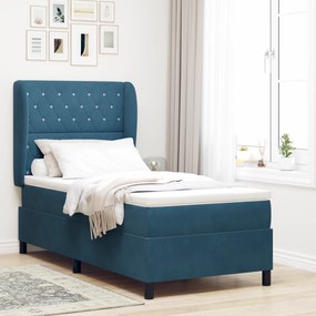 vidaXL Κρεβάτι με Στρώμα Dark Blue 90x190 cm Βελούδο