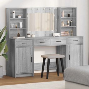 vidaXL Σετ Τραπεζιού Μακιγιάζ 3 pcs Γκρι sonoma 78.5 x 41 x 135 εκ