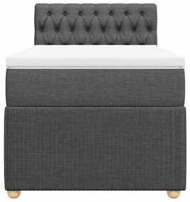 vidaXL Κρεβάτι Boxspring με Στρώμα Σκούρο Γκρι 90x190 εκ. Υφασμάτινο