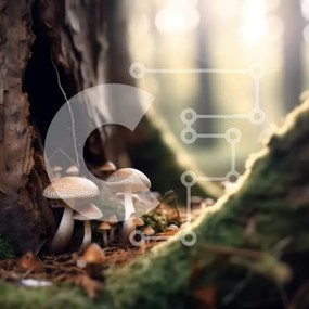 Intra Συλλεκτικό Ξύλινο Παζλ Plywood 4mm - Ομάδα μανιταριών σε ένα φυσικό δάσος Σε Ξύλινο Κουτί - Διαστάσεις: 10x10 cm – 25 κομμάτια