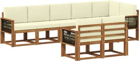 vidaXL Σειρά Καναπέ Εξωτερικού 8 pcs Φυσικό και Κρέμα Πολυεστέρας