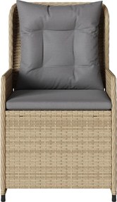 vidaXL Καρέκλες Κήπου Ανακλινόμενες 2 τεμ. Μπεζ Συνθ. Ρατάν