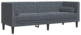 vidaXL Καναπές Chesterfield Σκούρο γκρι 194 x 74.5 x 70.5 εκ. Βελούδο