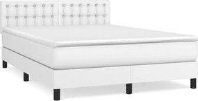 vidaXL Κρεβάτι Boxspring με Στρώμα Λευκό 140x200εκ.από Συνθετικό Δέρμα