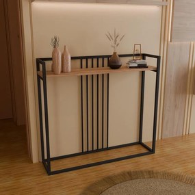 Κονσόλα Convida oak με μαύρο μεταλλικό σκελετό 100x25x90εκ 100x25x90 εκ.
