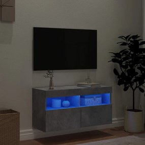 vidaXL Έπιπλο Τηλεόρασης με LED Γκρι Σκυροδέματος 80x30x40 εκ.
