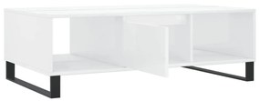 Τραπεζάκι Σαλονιού Γυαλ. Λευκό 104x60x35 εκ. από Επεξεργ. Ξύλο - Λευκό