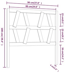 vidaXL Κεφαλάρι Κρεβατιού Μελί 96 x 4 x 100 εκ. από Μασίφ Ξύλο Πεύκου