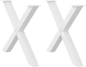vidaXL Πόδια Τραπεζαρίας σε Σχήμα Χ, 2 τεμ. Λευκά 90x(72-73) εκ. Ατσάλι