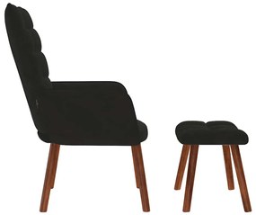 vidaXL Πολυθρόνα Relax Μαύρη Βελούδινη με Σκαμπό