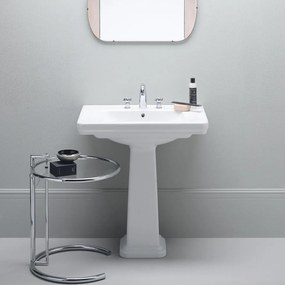 GSI Classic 8731-8770 White Πορσελάνινος Extraglaze Νιπτήρας Μπάνιου 60x46 cm Επίτοιχος με Κολώνα Δαπέδου