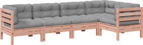vidaXL Καναπές Κήπου Σετ 5 Τεμ. Μασίφ Ψευδοτσούγκα Ελάτης Μαξιλάρια