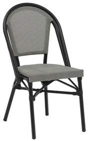 Chair Paris aluminum black-textilene black and white 44x63x88 εκ.