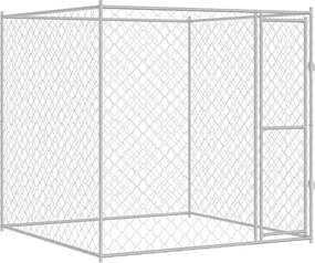 vidaXL Κλουβί σκύλου Ασημί 200 x 200 x 200 cm Επικαλυμμένος Χάλυβας