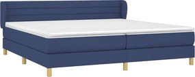 vidaXL Κρεβάτι Boxspring με Στρώμα Μπλε 200x200 εκ. Υφασμάτινο