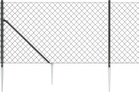 vidaXL Συρματόπλεγμα Περίφραξης Ανθρακί 0,8 x 25 μ. με Καρφωτές Βάσεις