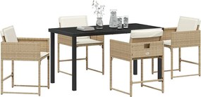vidaXL Σέτ φαγητού για κήπο 5 pcs Μπεζ συνθετικό ρατάν