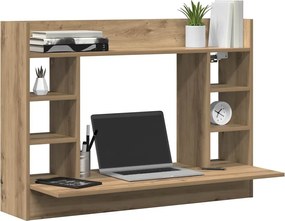 vidaXL Επιτοίχιο γραφείο με ράφι artisan δρυς 105 x 48 x 75 εκ.
