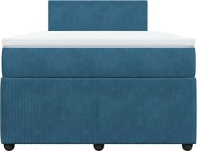 vidaXL Κρεβάτι Boxspring με Στρώμα Μπλε 120x190 εκ. Βελούδινο