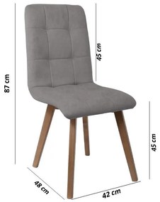 Καρέκλα Τραπεζαρίας NEW T-17 Fylliana Γκρί με Grey oak πόδια 42x48x87εκ. 2αδα 42x48x87 εκ.