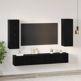 vidaXL Σετ επίπλου τηλεόρασης 5 pcs Μαύρη Οξυά Επεξεργασμένο ξύλο